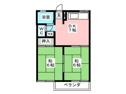 エクリアール ドウ(2DK/2階)の間取り写真