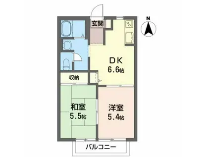 パークサイド中野B(2DK/2階)の間取り写真
