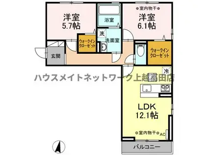 ラトン・ラヴール(2LDK/1階)の間取り写真