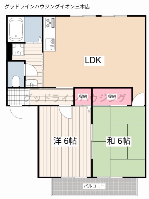 チェスナット(2LDK/2階)の間取り写真