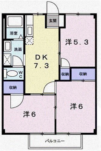 ドミール三喜(3DK/2階)の間取り写真