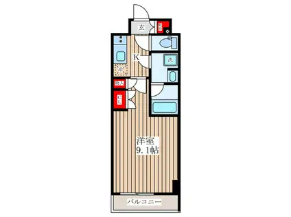 REGALIZ月島BAYSIDE COURT(1K/2階)の間取り写真