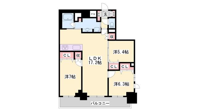 TUNAMAYO RESIDENCE(3LDK/6階)の間取り写真