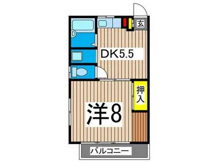 スワンハイツ(1DK/2階)の間取り写真