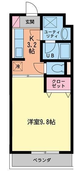 ラヴェラヴィータ(1K/1階)の間取り写真