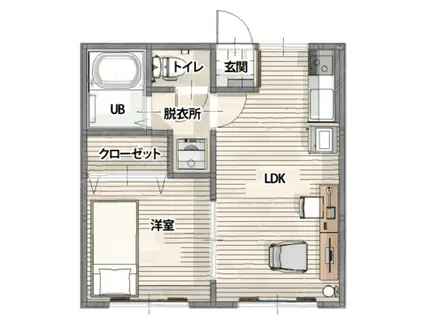 ファーニッシュド・ステイSUWALAKE(1LDK/1階)の間取り写真