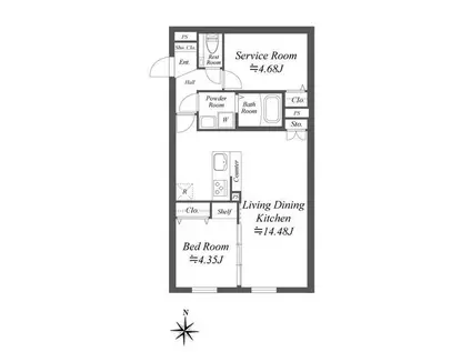 ソラシアレジデンス世田谷代田(1SLDK/B1階)の間取り写真