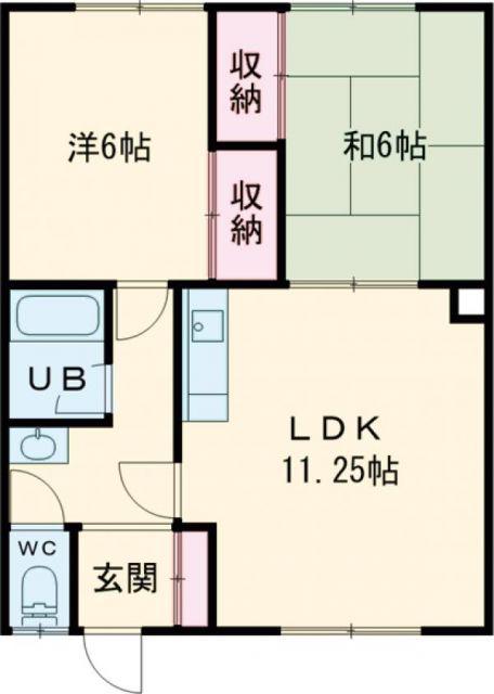 コーポ大國(2LDK/2階)の間取り写真