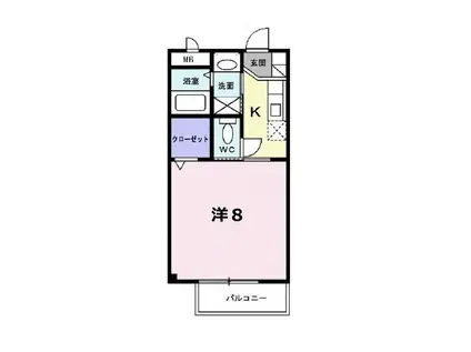 マインハウス(1K/2階)の間取り写真