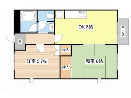 セラヴィ(2DK/1階)の間取り写真
