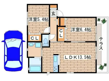 シャーメゾンアナナス(2LDK/2階)の間取り写真