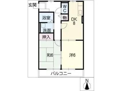 トマセイア(2DK/2階)の間取り写真