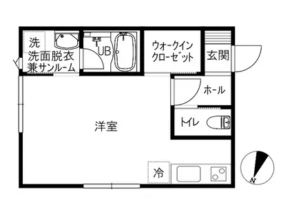 スウィートチェリー(ワンルーム/2階)の間取り写真