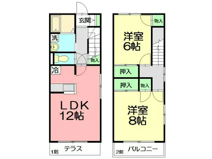 ヴィラ境川(2LDK/1階)の間取り写真