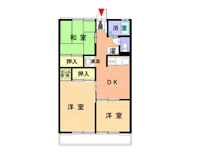 グリーンフラット(3DK/2階)の間取り写真