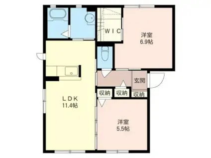 ウィル・シャトル(2LDK/1階)の間取り写真