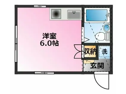 サンハイツ梶ヶ谷(ワンルーム/2階)の間取り写真