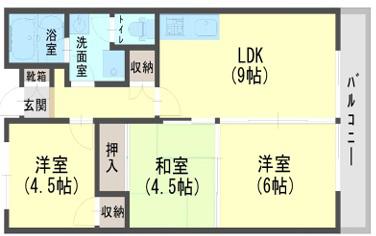 ヤナギマンション(3LDK/4階)の間取り写真