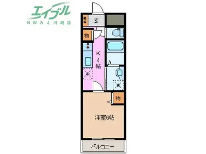 RISE(1K/2階)の間取り写真