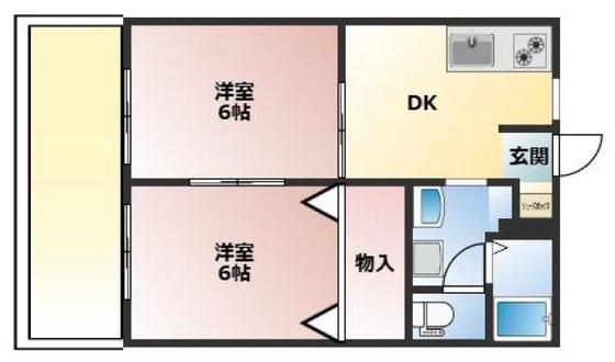 メゾンシャンス(2DK/1階)の間取り写真