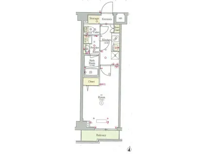 スカイコートグレース新宿中落合(1K/2階)の間取り写真
