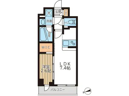 アジールコート西馬込II(1DK/1階)の間取り写真