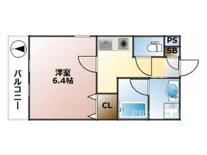 P&J 高田(1K/2階)の間取り写真