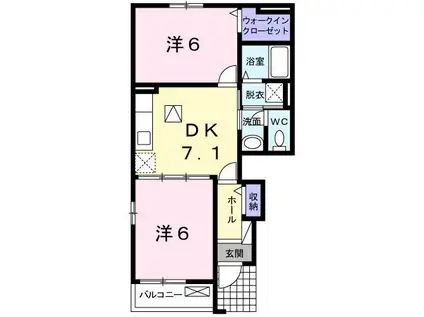 ライツ シュティルB(2DK/1階)の間取り写真