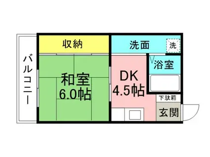 酒井ビル(1DK/4階)の間取り写真