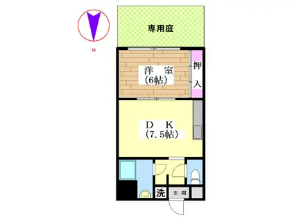 シャトーマルカ(1DK/1階)の間取り写真