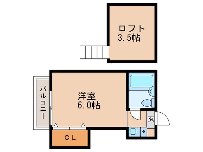 メゾンスプリング(ワンルーム/2階)の間取り写真