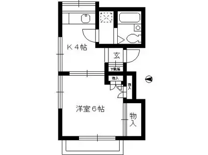 汲沢Sハイツ(1DK/2階)の間取り写真