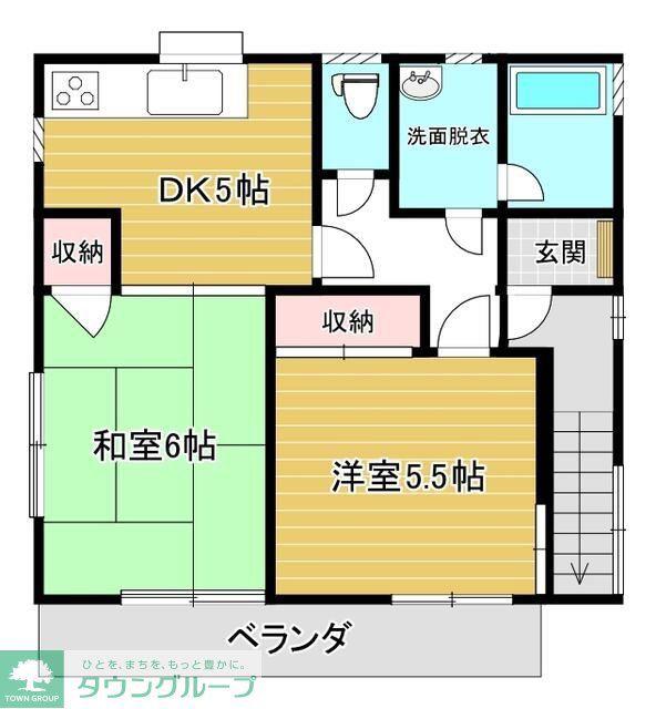ハイムルイ(2DK/2階)の間取り写真