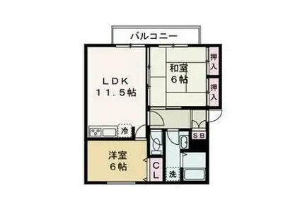 サンリジェール(1LDK/2階)の間取り写真