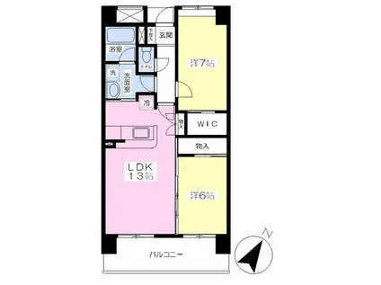 ルピナスコート草薙(2LDK/8階)の間取り写真