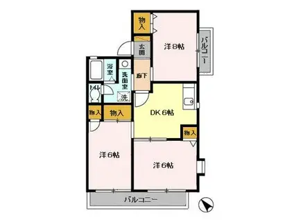 グランドサン伍番館(3DK/1階)の間取り写真