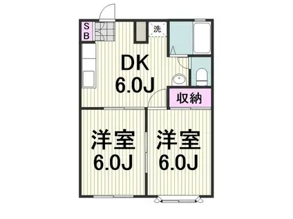 ドミールF棟(2DK/2階)の間取り写真