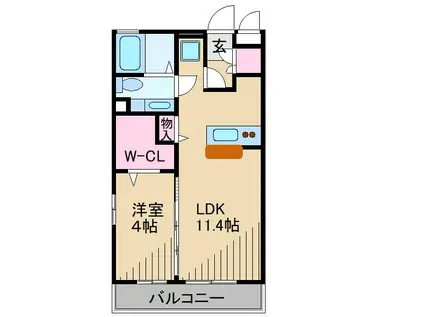 KOMUKAIRESIDENCE(1LDK/3階)の間取り写真