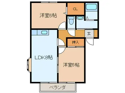 アカンサス(2LDK/1階)の間取り写真