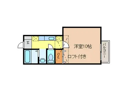 アスティオン荒井III(1K/2階)の間取り写真