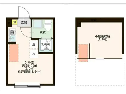 アーバンスカイ六郷(ワンルーム/1階)の間取り写真