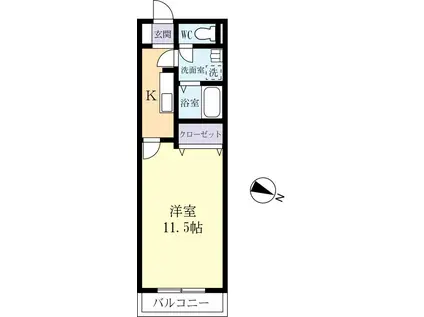カーサ・フェリーチェ(1K/2階)の間取り写真