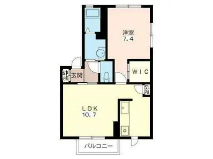 メゾン・ボヌールIII(1LDK/2階)の間取り写真