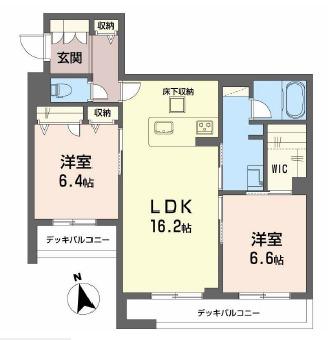 シャーメゾンフゥ(2LDK/1階)の間取り写真