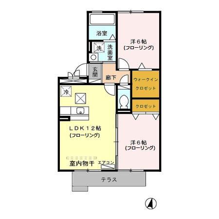 ジャーマンアイリスII(2LDK/1階)の間取り写真