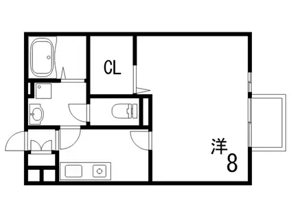 ロイヤルコートII(1K/1階)の間取り写真