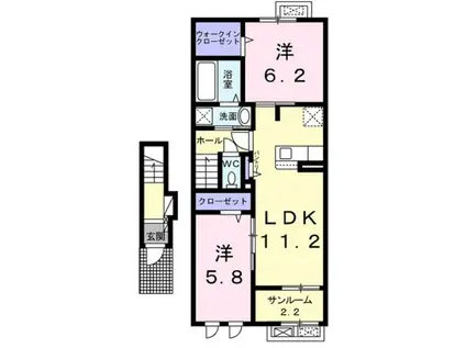 TアルバII(2LDK/2階)の間取り写真