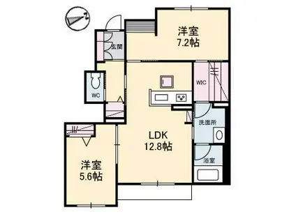 シャーメゾン・グラーノ(2LDK/1階)の間取り写真