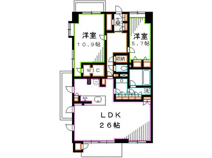 日神パレステージ井の頭公園西館(2LDK/1階)の間取り写真