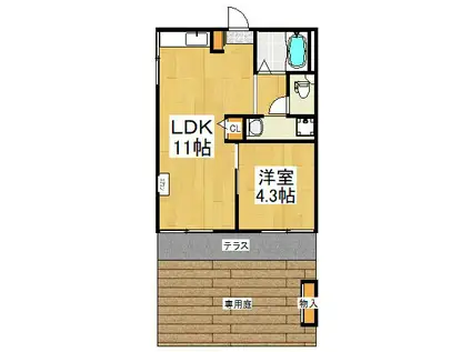 秋津ハウス(1LDK/1階)の間取り写真